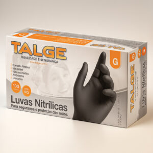 Luva nitrilica sem pó preta g 100 un talge