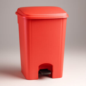 Lixeira pedal vermelha com rodas 100l bralimpia