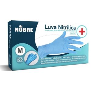Luva nitrilica sem pó azul m proced nao cirurgico 100 un ca 47444 nobre