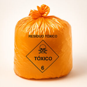 Saco lixo laranja toxico 200l 90x110 100 un kubera