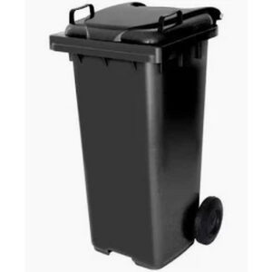 Container com rodas 200mm preto 120l js