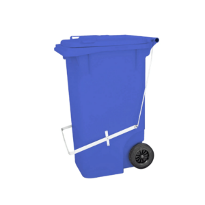 Container europeu com rodas 200mm e pedal azul 120l bralimpia