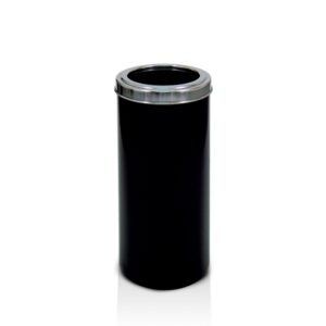 Lixeira polietileno preta aro aco inox 30x70 4073 50l ap