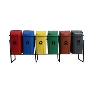 Lixeira coleta seletiva tampa basc 6 cores 60l c/ suporte lp